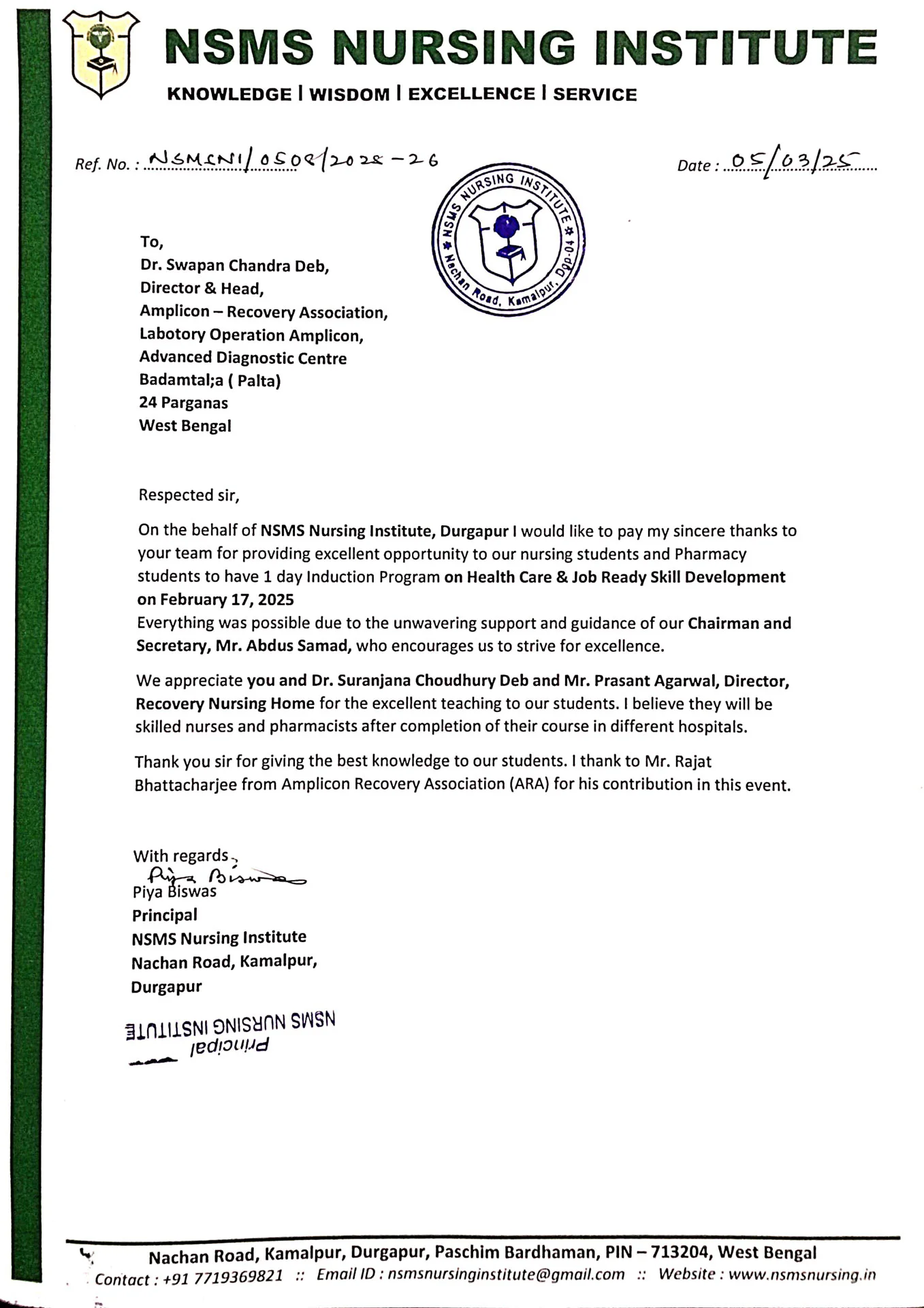 NSMS NURSING INSTITUTE CERTIFICATE