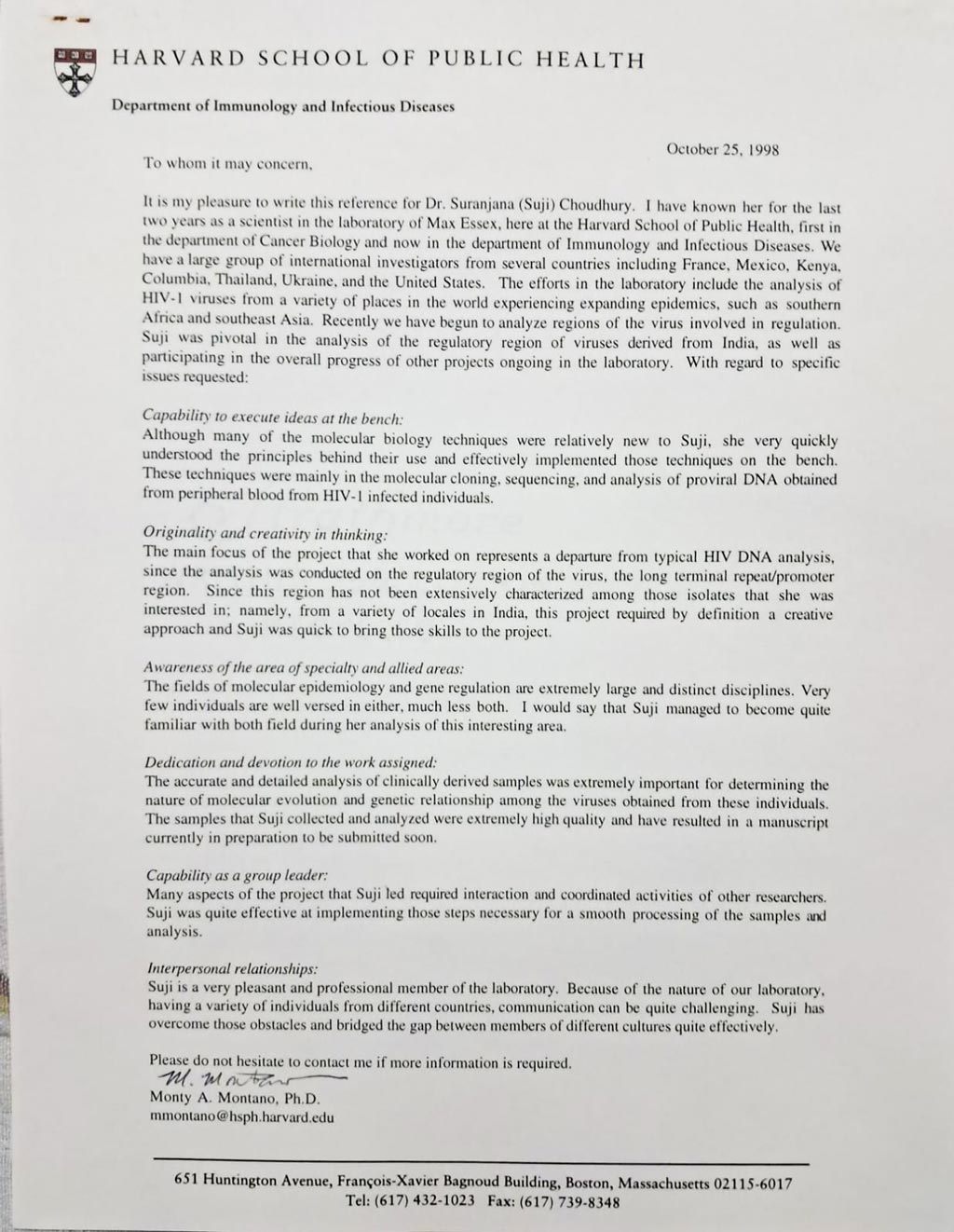 Harvard School of Public Health Organization Certificate